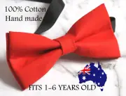 Page Boy Kids Baby Toddler 100% Cotton Matte Red Bow Tie Bowtie 1-6 Years Old