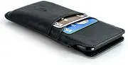 Dockem Provincial Wallet Sleeve for iPhone 11-15 Pro Max, 14-16 Plus, XS Max, 6-8 Plus (6.5/6.7 inch) – Vintage Vegan Leather Pouch Cover with 2 Card Holder Slots [Black]