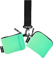 [Caihoyu] Gradient Dark Green Women's Coin Purses Card Cases Mini Fashion Change Purse Key Holder with Zipper Pocket for Ladies Girls 2 Pcs, Multicolor, 4.13"(L) x 3.5"(W), Travel Accessory