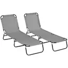 Outsunny Folding Sun Loungers Set of 2, Outdoor Day Bed with 5-Position Adjustab