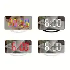 Modern Alarm Clock LED Mirror Clock Customizable RGB Lighting Desk Clock