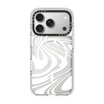 iPhone 17 Pro Impact Clear Case MagSafe Compatible Marble Transparent Trippy Wavy Swirl White Spiral Warp Twirl Retro 70s Psychedelic Acid Groovy Abstract Pattern