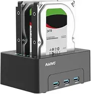 MAIWO Dual Bay Hard Drive Docking Station with Offline Clone for 2.5 3.5 Inch SATA HDD SSD, 3X USB 3.0 Hub Extension, 48TB Capacity, External Hard Drive Duplicator Cloner