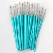 Namzi 200 Pcs Disposable Eyelash Mascara Brushes for Eye Lashes Extension Eyebrow and Makeup (Blue rod White head)