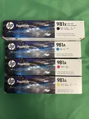 Set of 4 HP 981X HP 981A PageWide Enterprise 556 586 L0R12A J3M68A J3M69A J3M70A