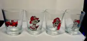 4 Shot Glasses-Fire Truck, 3 With Delmation — A Hose, with Hydrant, On Ladder