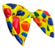Funny 14" JUMBO FOAM CLOWN BOW TIE Costume Circus Color Polka Dots Yellow Joke