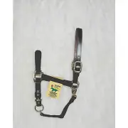 Adjustable Halter with Leather Crown Yearling Blk