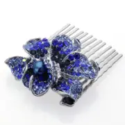 Hand Made Hair Jewelry Elaborate swarovski crystal Flower Hair Bridal Comb, Blue