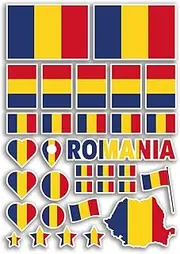 A4 Sticker Sheet Romania Flags Vinyl Stickers - Romanian Country Europe World National Flag Vacation Travel Holiday Car Aesthetic #80060