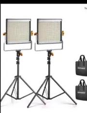 Neewer 2 Packs Dimmable Bi-Color 480 LED Video Light and Stand Lighting Kit K-2F