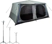 Kings 6-8 Person Tent Waterproof Polyester Quick Set up+ LED Tripod