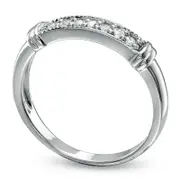 0.10 CT. T. W. Natural Diamond Seven Stone Band in Solid 10K White Gold