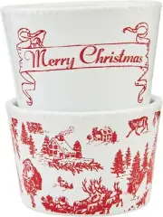 Mud Pie Word Print Tidbit Set, 2" x 3" dia, RED