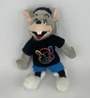 Rare Vintage Chuck E Cheese Mouse Arcade Neon Shirt 12" Plush Stuffed.