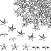 uxcell 150PCS 12mm Metal Star Studs Claw Small 5-Claw Silver Tone Hand Pressed Punk Beads Nailheads Rivets Spike Cap Nail Head for DIY Leather Clothing Bag Shoes