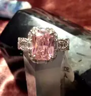 Bomb Party Where it all Begins Rose Quartz CZ Rhodium Plated Ring SZ 5 RBP3846