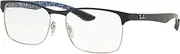 Ray-Ban RX8416 Square Metal Eyeglass Frames Non Polarized Prescription Eyewear, Silver On Top Matte Blue/Demo Lens, 55 mm