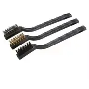 3x Set Stainless Steel Nylon Scrub Brushes Mini Wire Brush Brass