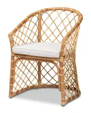 Baxton Studio Orchard Upholstered Rattan Dining Chair NoSize White