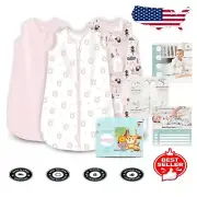 3-Pack Infant Sleep Sacks 6-12 Months - Lightweight Cotton & Safety Features