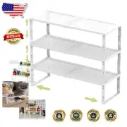 Adjustable Height Spice Rack Shelf - 3 Pack Organizer for Kitchen & Bathroom
