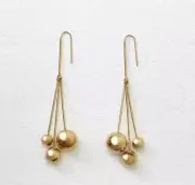CELINE Triple Dot Drop Earrings Long Ball Golden Brass Phoebe Philo Brand-New