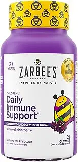 Zarbee's Naturals Children's Elderberry Immune Support* Gummies with Vitamin C, Zinc, Natural Berry Flavor, 21 Count