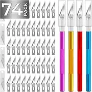 JTIEO Exacto Knife Hobby Knife 74 Pack with 4 Upgrade Sharp Hobby Knives and 70 Spare Exacto Knife Blades for Art, Scrapbooking,Stencil