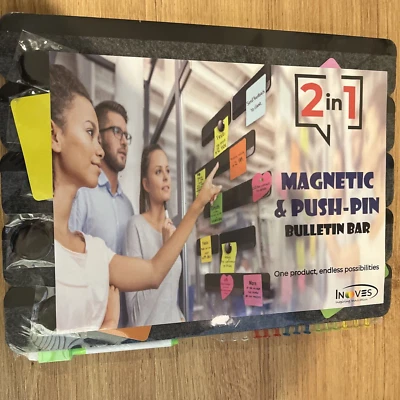 Magnetic & Push-Pin Bulletin Bar W Push Pins & More NEW