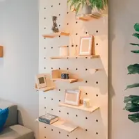 在飛比找momo購物網優惠-【樂生活 Good Mood】創意木質洞洞板牆上 層架 木質