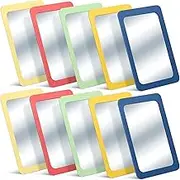 Dandat 10 Pcs Small Mirrors for Crafts Shatter Proof Mirror for Kids Toddler Mirror Round Corners Square Unbroken Mirror for School Classroom Bathroom(Hippie Color)