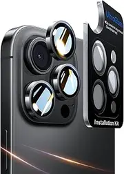 UltraGlass UNBREAK TOP 9H+ Glass for iPhone 16 Pro Max/16 Pro Camera Lens Protector (12FT Military Grade Protection) Camera Protector 16 ProMax/16 Pro Len Protector (Longest Durable) Black Titanium