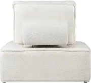 OIKITURE Modular Sofa with Adjustable Back, Sherpa Armless Sofa Easy Assemble, Max Capacity 150kg, a Pillow, Sits up 2, White