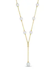 Bloomingdale's Fine Collection Cultured Freshwater Pearl & Diamond Lariat Necklace in 14K Yellow Gold, 16-18
