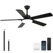 Ceiling Fans with Lights,52 inch Black Ceiling Fan with Light and Remote Cont...