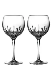 Waterford Lismore Essence Set of 2 Lead Crystal Balloon Wine Glasses
