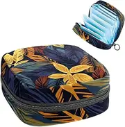 Period Bag,Sanitary Napkin Storage Bag,Abstract Leaves,Tampon Holder for Purse
