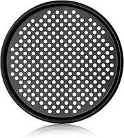 EZONEDEAL 10/12 Inch Pizza Pan with Holes, Non-Stick Pizza Crisper Pan, Pizza Baking Pan, Round Pizza Bakeware for Home Kitchen Oven Baking, AirPerfect Nonstick Pizza Pan-Black (Large)