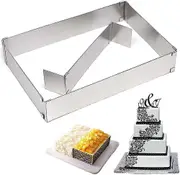 Rhafayre Rectangular Adjustable Baking Frame, With Dividers, Adjustable Cake Ring