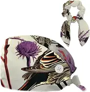 [YTYVAGT] Scrub Caps Women,Scrub Hats Suitable for Women,Bird Purple Flower Bush
