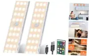 LED Closet Light, Newest 30LEDs Dimmer USB Rechargeable 2 Pack Warm White
