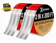 DOT-C2 Reflective Tape 2 Inch X 200 FT Waterproof Red/White Adhesive Conspicuity
