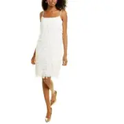 NWT Aidan Mattox Fringe Column Mini Dress in White Women's 4