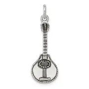 Sterling Silver Antiqued Mandolin Charm