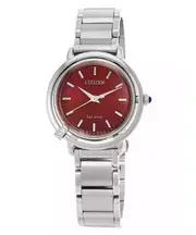 Citizen L Eco-Drive Stainless Steel Red Dial EM1090-78X Ladies Analog Watch 50M