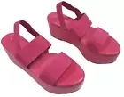Comfort Fit Two-Strap Sexy High Platform Wedge-Heel Chunky Sandals Pink US 9