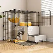 2/3-Tier Cat Cage, Cat Enclosures Indoor with Litter Box, DIY Detachable Cat Playpen, Metal Cat Cage Enclosure, Cat House Pet Playpen, for 1-3 Kitten(29.5x15.3x28.7in)
