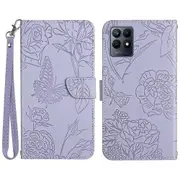 Leather Case For Realme Narzo 50 4g/8i Shockproof Flip Case Butterfly Flowers Imprinting Skin-touch Feeling Phone Cover Wallet Stand Shell With Handy