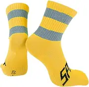 [X AUTOHAUX] Cycling Socks Anti-Friction m Outdoor Bike Socks Yellow,Grey Unsex 1 Pair Color Matching Reflective